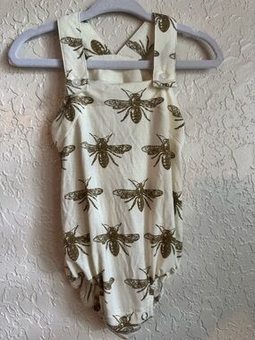 Kate Quinn Bee Print Bamboo Bubble Romper Gender Neutral - Size 6–12 Months